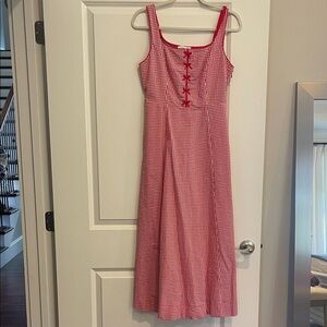 NWOT Rachel Zoe Red Gingham Maxi Dress with Front Button Detail